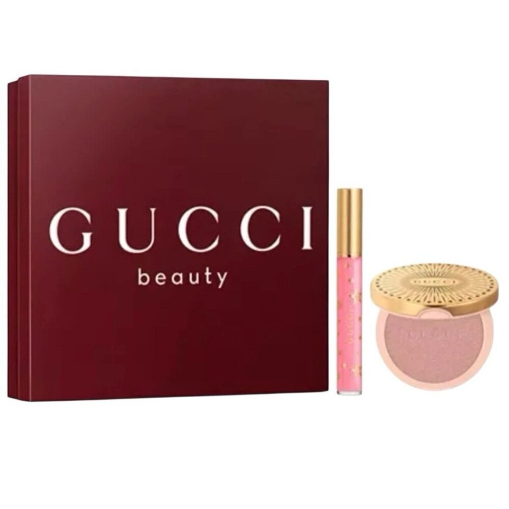 Gucci Beauty Opal Pink Highlighter (04) & Bertha Pink Lip Gloss (219) Set NIB